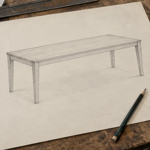 Le dessin — fabrication de la table Noyer N°06