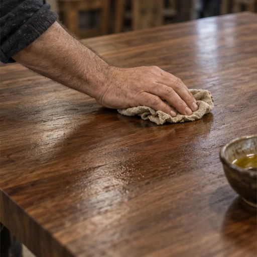 La finition — fabrication de la table Noyer N°06